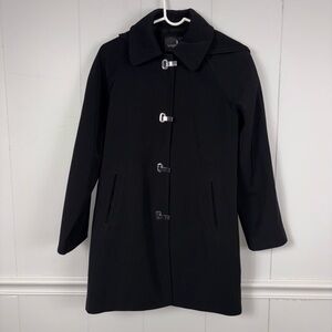 London Fog Black Rain Jacket Detachable Hood With Rain Gear Hooks SP Outdoor